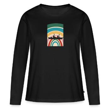 Kajak Rudern Paddeln - Frauen Premium Bio Langarmshirt - Schwarz - Vorne - Julia (174cm)
