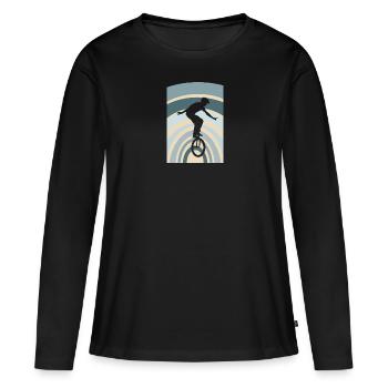 Artiste en monocycle Penny farthing - T-shirt manches longues Premium bio Femme - noir - Devant - Julia (174cm)