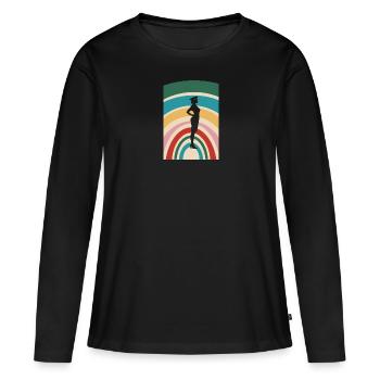 Compagnie aérienne, hôtesse de l’air, trafic aérien - T-shirt manches longues Premium bio Femme - noir - Devant - Julia (174cm)