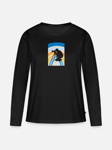 Fotografie Kamera Spiegelreflexkamera - Frauen Premium Bio Langarmshirt - Schwarz