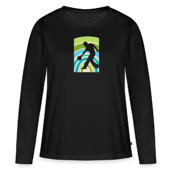 Bowler Bowlen Kugel - Frauen Premium Bio Langarmshirt - Schwarz - Vorne - Julia (174cm)