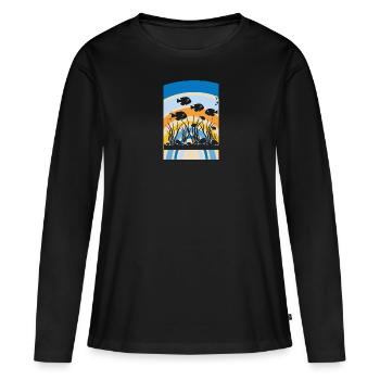 Aquarium Meeresleben Tintenfisch - Frauen Premium Bio Langarmshirt - Schwarz - Vorne - Julia (174cm)