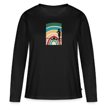 Hôtesse de l’air Compagnie aérienne Trafic aérien - T-shirt manches longues Premium bio Femme - noir - Devant - Julia (174cm)