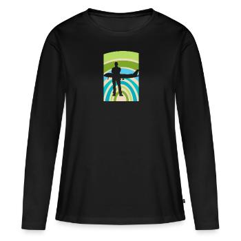 Flight Attendant Stewardess Flight - Women's Premium Organic Long Sleeve Shirt - black - Front - Julia (174cm)