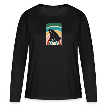 Frosch Lurch - Frauen Premium Bio Langarmshirt - Schwarz - Vorne - Julia (174cm)