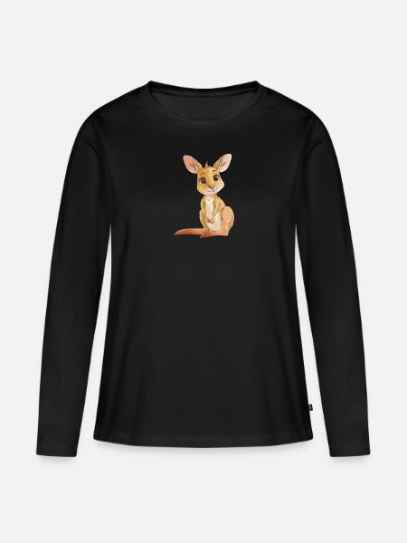 Kaenguru Outback Melbourne - Frauen Premium Bio Langarmshirt - Schwarz