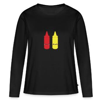 Ketchup et moutarde - T-shirt manches longues Premium bio Femme - noir - Devant - Julia (174cm)