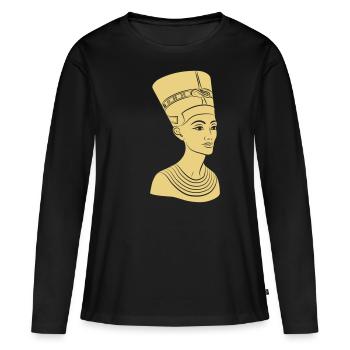 Nefertiti - reine d'Egypte. print Même l'or! - T-shirt manches longues Premium bio Femme - noir - Devant - Julia (174cm)