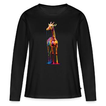 Girafe de couleur arc-en-ciel - T-shirt manches longues Premium bio Femme - noir - Devant - Julia (174cm)
