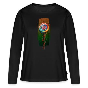 Tourbillon fantaisiste : Popsicle multicolore - T-shirt manches longues Premium bio Femme - noir - Devant - Julia (174cm)