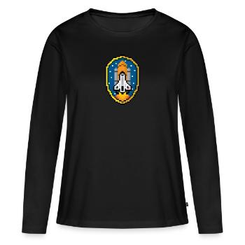Space Shuttle Badge (Pixel art/Space-Badge) - Frauen Premium Bio Langarmshirt - Schwarz - Vorne - Julia (174cm)