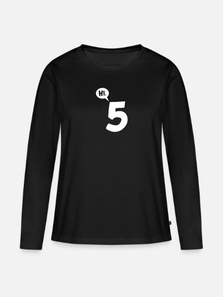 Hi 5 high five - Frauen Premium Bio Langarmshirt - Schwarz