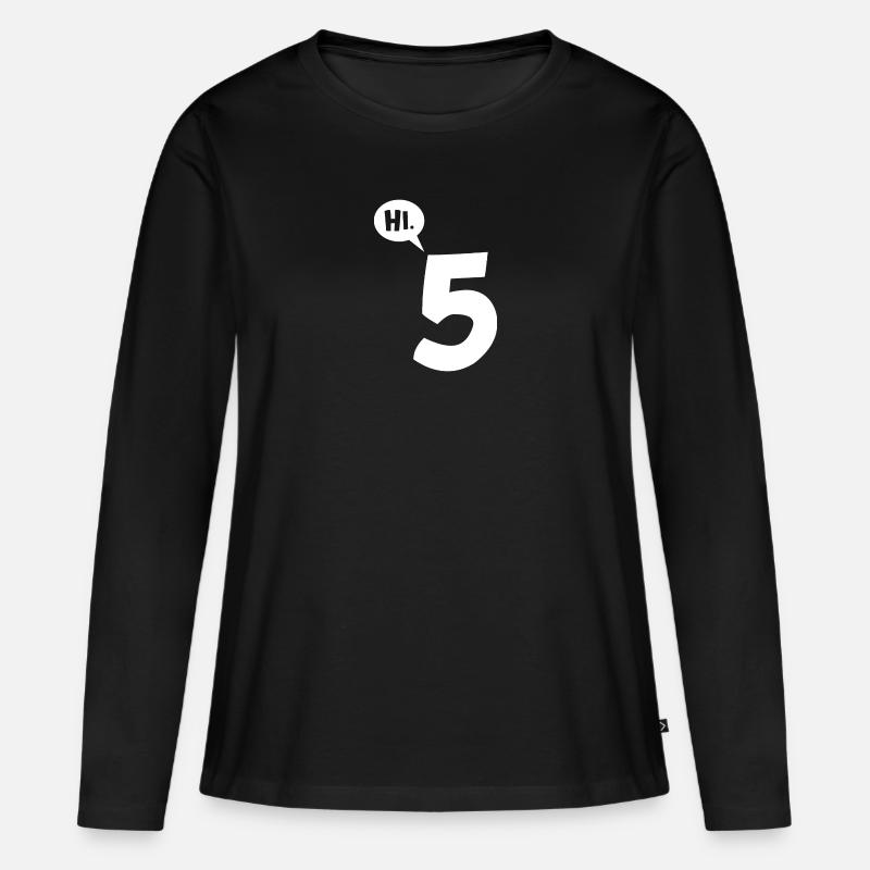 Hi 5 high five - Frauen Premium Bio Langarmshirt - Schwarz
