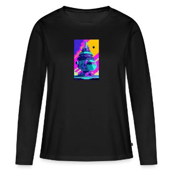 Alien | UFO | Raumschiff | UAP | außerirdische - Frauen Premium Bio Langarmshirt - Schwarz - Vorne - Julia (174cm)