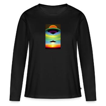 Alien | UFO | Raumschiff | UAP | außerirdische - Frauen Premium Bio Langarmshirt - Schwarz - Vorne - Julia (174cm)