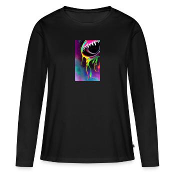 Alien | UFO | Raumschiff | UAP | außerirdische - Frauen Premium Bio Langarmshirt - Schwarz - Vorne - Julia (174cm)