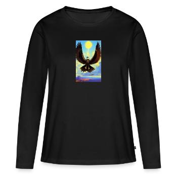 Aigle | Oiseaux | Liberté | Animaux - T-shirt manches longues Premium bio Femme - noir - Devant - Julia (174cm)