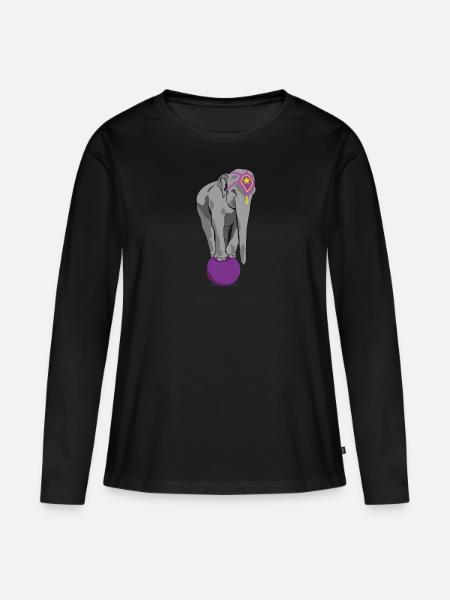 Zirkus Elefant - Premium økologisk langærmet T-shirt til kvinder - sort