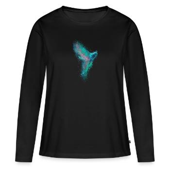 Bird, Drawing, Painting,ara,Watercolor,Colorful,Blue - Women's Premium Organic Long Sleeve Shirt - black - Front - Julia (174cm)