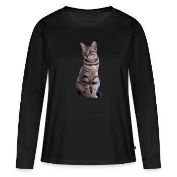 chat chats chaton doux cadeau de Noël - T-shirt manches longues Premium bio Femme - noir - Devant - Julia (174cm)