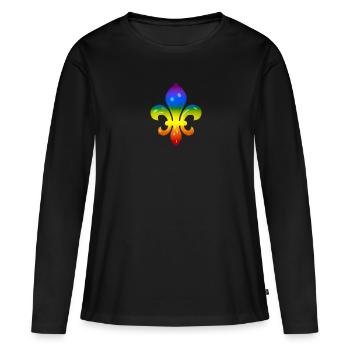 Fleur de Lys in rainbow colours - Women's Premium Organic Long Sleeve Shirt - black - Front - Julia (174cm)