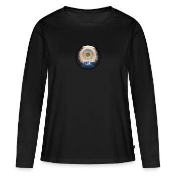 l'oeil qui voit tout a travers la foi - T-shirt manches longues Premium bio Femme - noir - Devant - Julia (174cm)