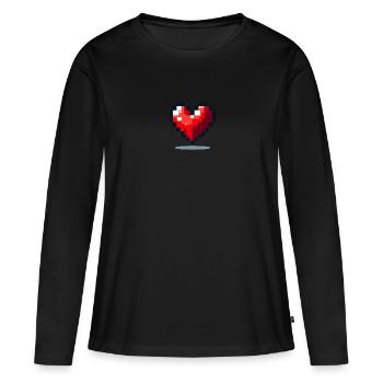 Coeur Pixel 3 - T-shirt manches longues Premium bio Femme - noir - Devant - Julia (174cm)