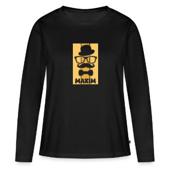 First name Maxim - Women's Premium Organic Long Sleeve Shirt - black - Front - Julia (174cm)