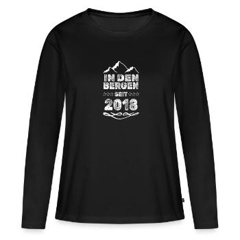 seit 2018 - Frauen Premium Bio Langarmshirt - Schwarz - Vorne - Julia (174cm)