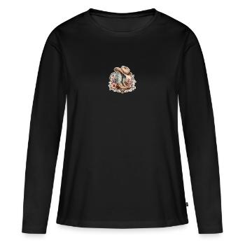 Bottes et chapeau floraux de l’Ouest - T-shirt manches longues Premium bio Femme - noir - Devant - Julia (174cm)