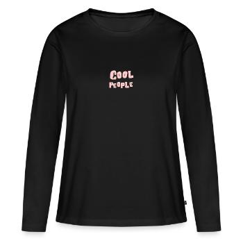 Cool People Pink Bubble Text - Frauen Premium Bio Langarmshirt - Schwarz - Vorne - Julia (174cm)