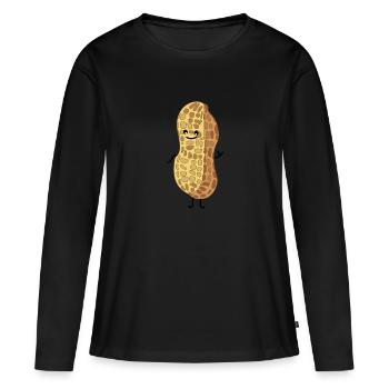 Lustige Nuss - Frauen Premium Bio Langarmshirt - Schwarz - Vorne - Julia (174cm)
