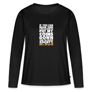 Les collectionneurs de pièces collectent des pièces - T-shirt manches longues Premium bio Femme - noir - Devant - Julia (174cm)
