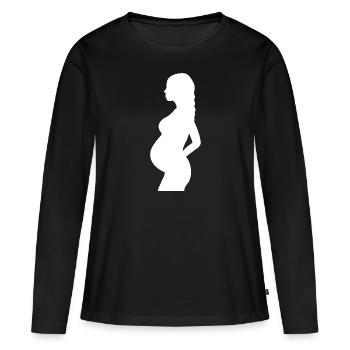 Enceinte - T-shirt manches longues Premium bio Femme - noir - Devant - Julia (174cm)