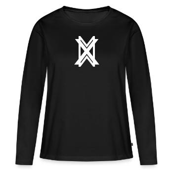 Logo blanc - T-shirt manches longues Premium bio Femme - noir - Devant - Julia (174cm)