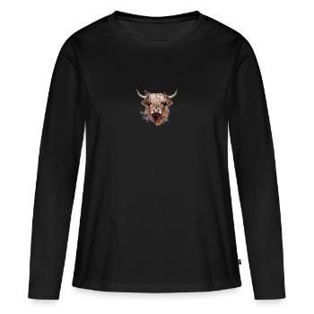 Vache Ecossaise - T-shirt manches longues Premium bio Femme - noir - Devant - Julia (174cm)