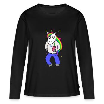 Unicorn disco with drink - Women's Premium Organic Long Sleeve Shirt - black - Front - Julia (174cm)