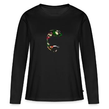 full face - Frauen Premium Bio Langarmshirt - Schwarz - Vorne - Julia (174cm)