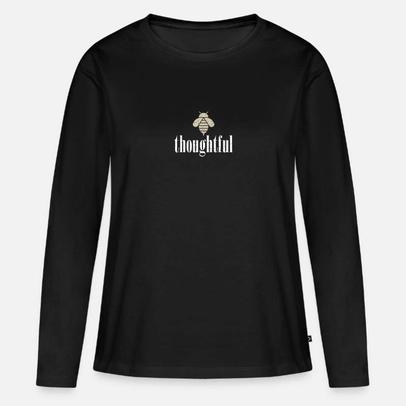 Beige Bee Thoughtful Biene Be Thoughtful - Frauen Premium Bio Langarmshirt - Schwarz