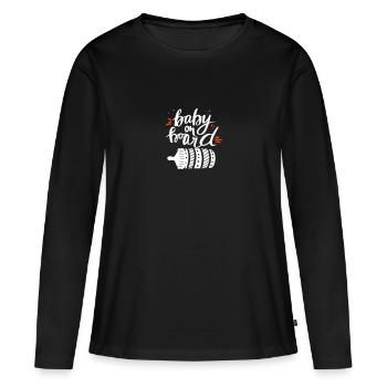 Baby on Bord Schwangerschaft Pregnant - Frauen Premium Bio Langarmshirt - Schwarz - Vorne - Julia (174cm)