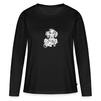 tattooed dachshund with character - Women's Premium Organic Long Sleeve Shirt - black - Front - Julia (174cm)