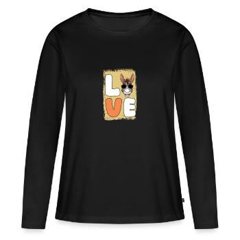 Âne - T-shirt manches longues Premium bio Femme - noir - Devant - Julia (174cm)