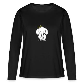 Elephant smile - T-shirt manches longues Premium bio Femme - noir - Devant - Julia (174cm)