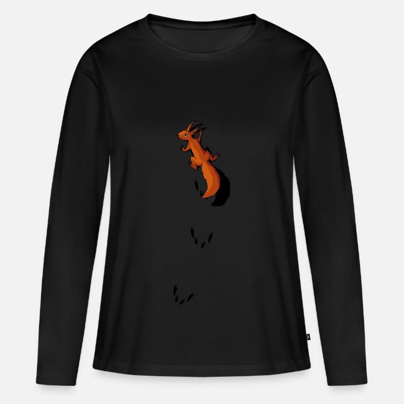 Eichhörnchen klettert mit Spur Tier style Geschenk - Frauen Premium Bio Langarmshirt - Schwarz
