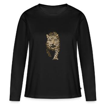 Léopard, Léopard indien, Léopard de Perse - T-shirt manches longues Premium bio Femme - noir - Devant - Julia (174cm)