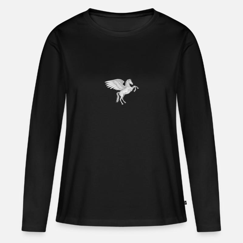 pegasus - Frauen Premium Bio Langarmshirt - Schwarz