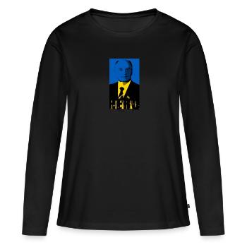 héros,ukraine,gorbi,Mikhaïl Gorbatchev,Gorbatchev - T-shirt manches longues Premium bio Femme - noir - Devant - Julia (174cm)