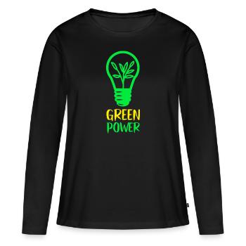Green Power - énergies renouvelables - T-shirt manches longues Premium bio Femme - noir - Devant - Julia (174cm)