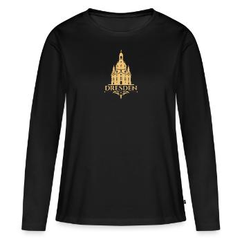 Dresden: Architectural Landmark in Gold - Women's Premium Organic Long Sleeve Shirt - black - Front - Julia (174cm)