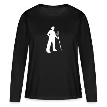 Agriculteur avec fourche - T-shirt manches longues Premium bio Femme - noir - Devant - Julia (174cm)